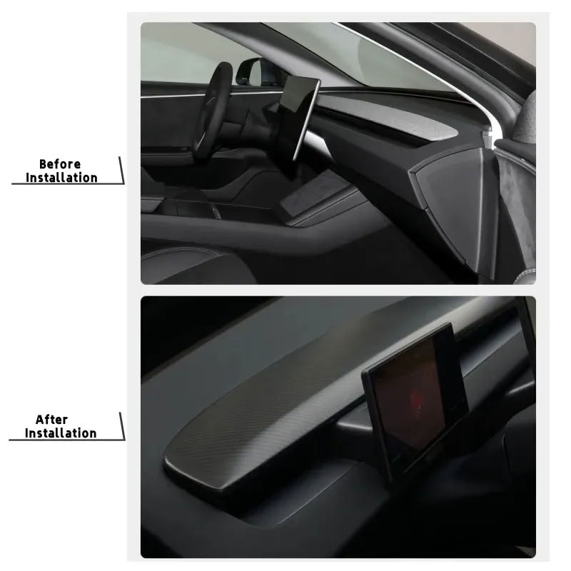 Carbon Fiber Dashboard Snap-On Patch for Tesla Model 3 Highland/Model Y Juniper