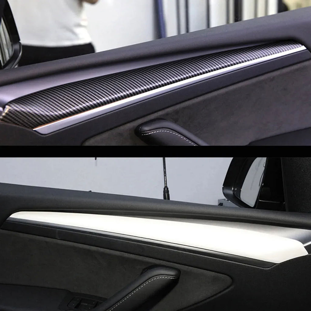 Carbon Fiber Interior Door Panel Cover Trim Fit For Tesla Model 3/Y （2021-2023）