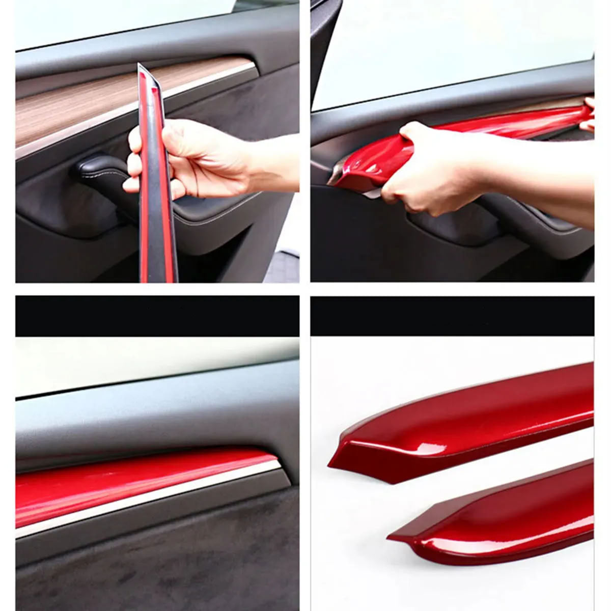 Carbon Fiber Interior Door Panel Cover Trim Fit For Tesla Model 3/Y （2021-2023）