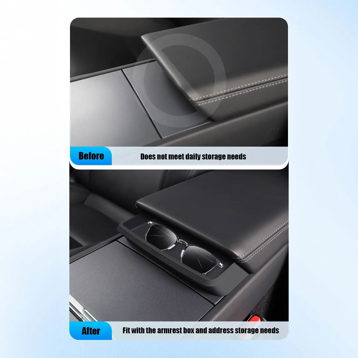 Center Console Storage Box for Model 3 Highland/Model Y Juniper