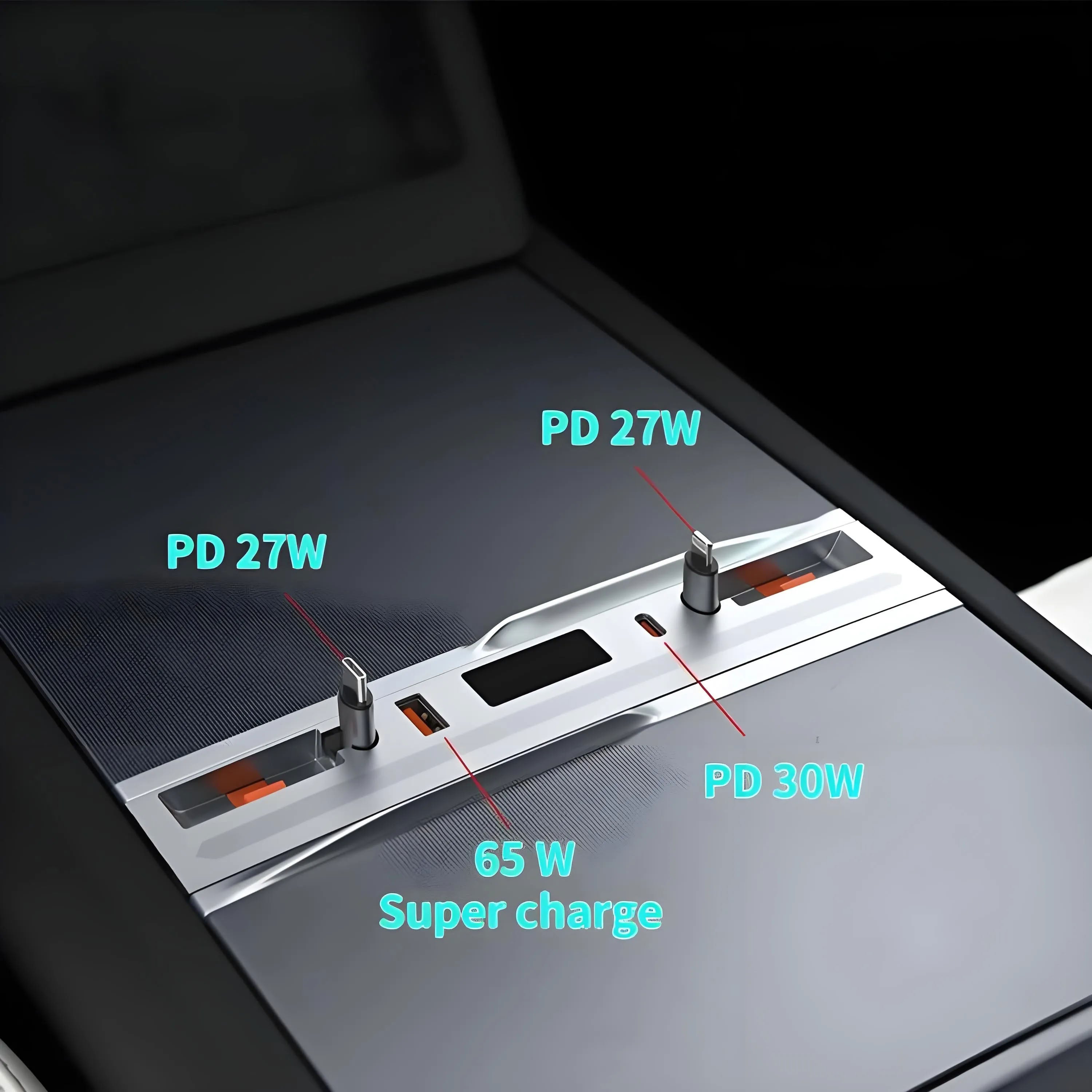 Center Console Ambient Light USB Hub Tesla Model Y Juniper / Model 3 Highland