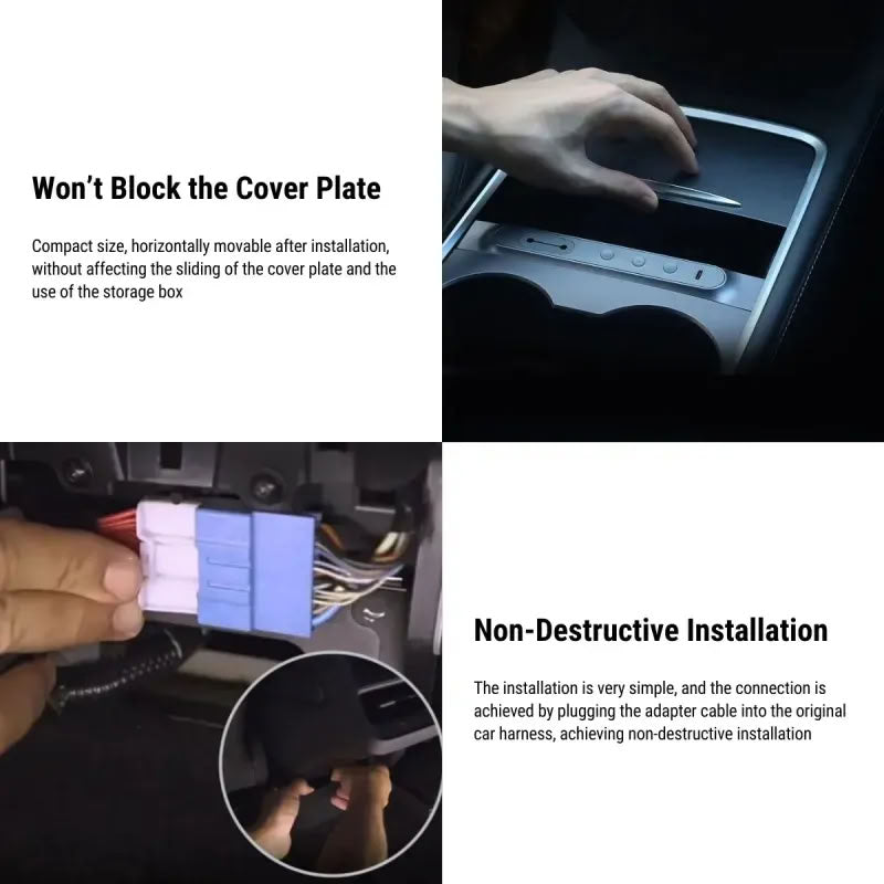 Center Console USB Hub Buttons for Tesla Model 3（2021-2023）/ Y（2021-2023）