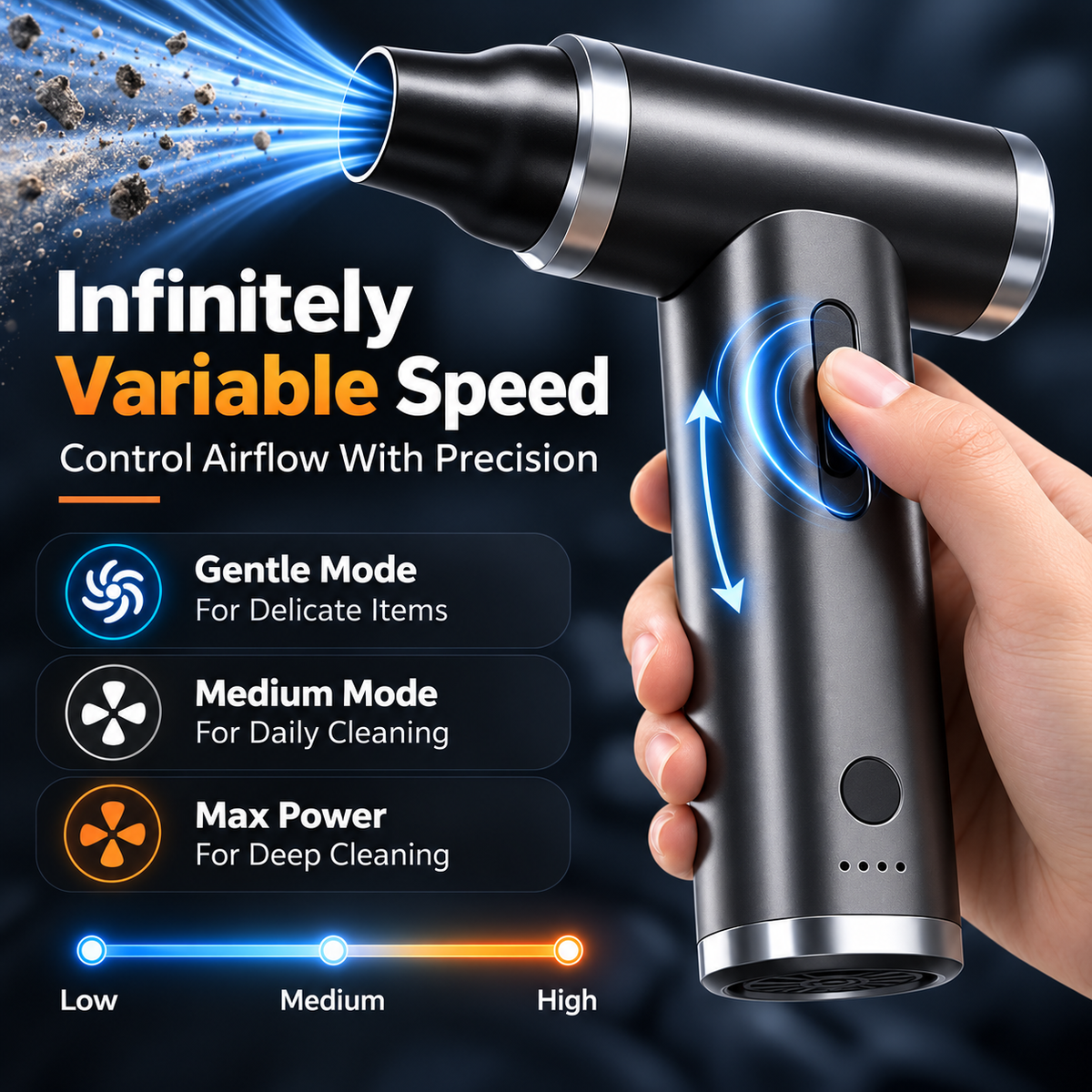 Rechargeable Handheld Electric Air Duster 125000 RPM Powerful Blower