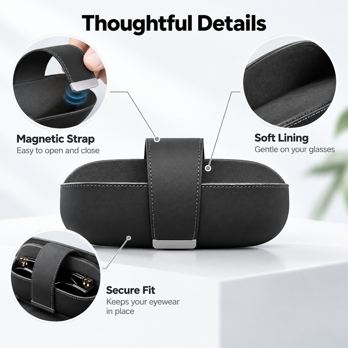 Sunglasses Holder Hidden Under Dashboard Leather Glasses Case Organizer for Model 3 Highland/Model Y Juniper/Model YL