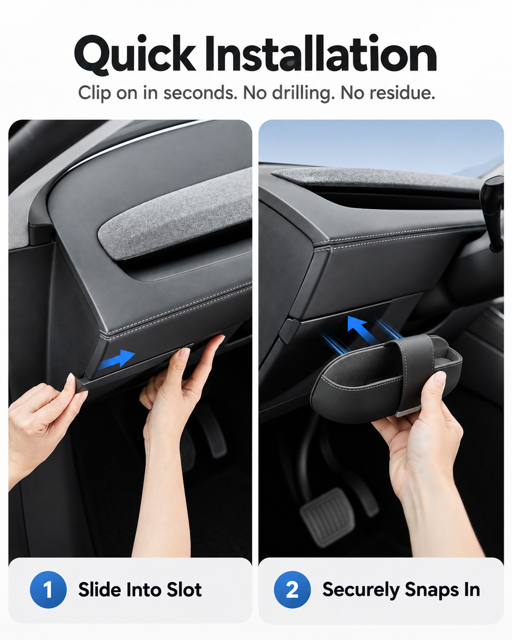 Sunglasses Holder Hidden Under Dashboard Leather Glasses Case Organizer for Model 3 Highland/Model Y Juniper/Model YL