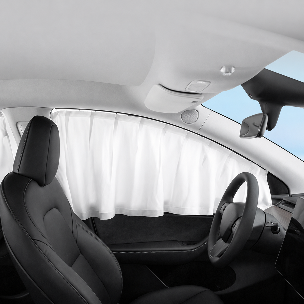 Retractable Ice Silk Side Window Sunshade Curtains for Tesla Model 3 & Y