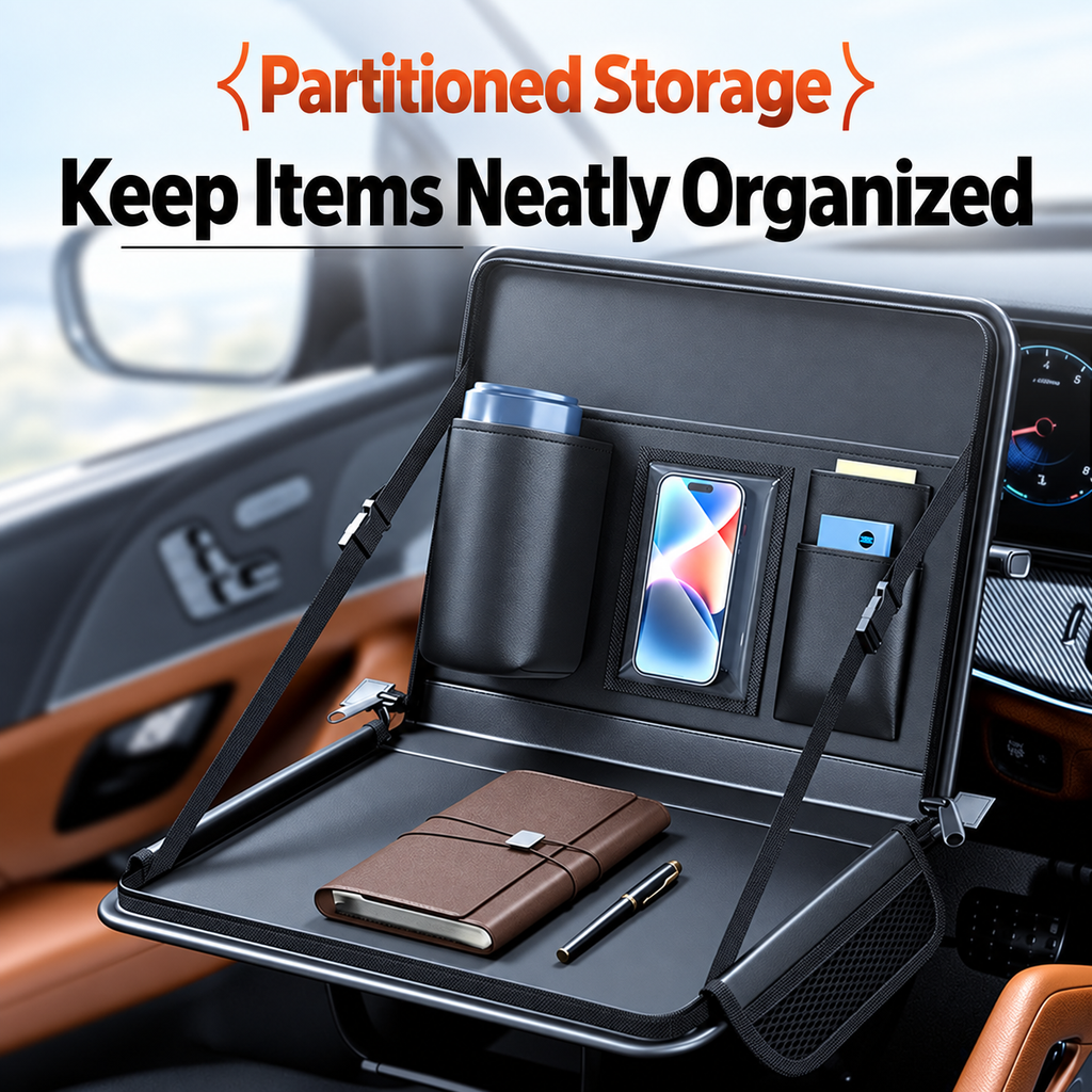 Tesla 2-in-1 Foldable Steering Wheel & Backseat Tray Organizer | Multi-Use Car Table