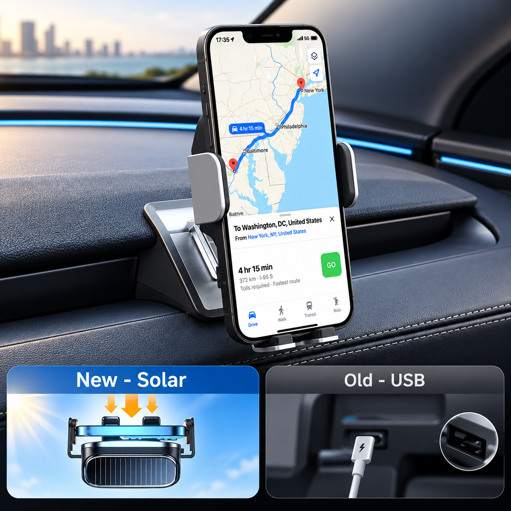 Tesla Car Phone Holder Vent Mount with Solar-Powered Electric Induction for Model 3/Y