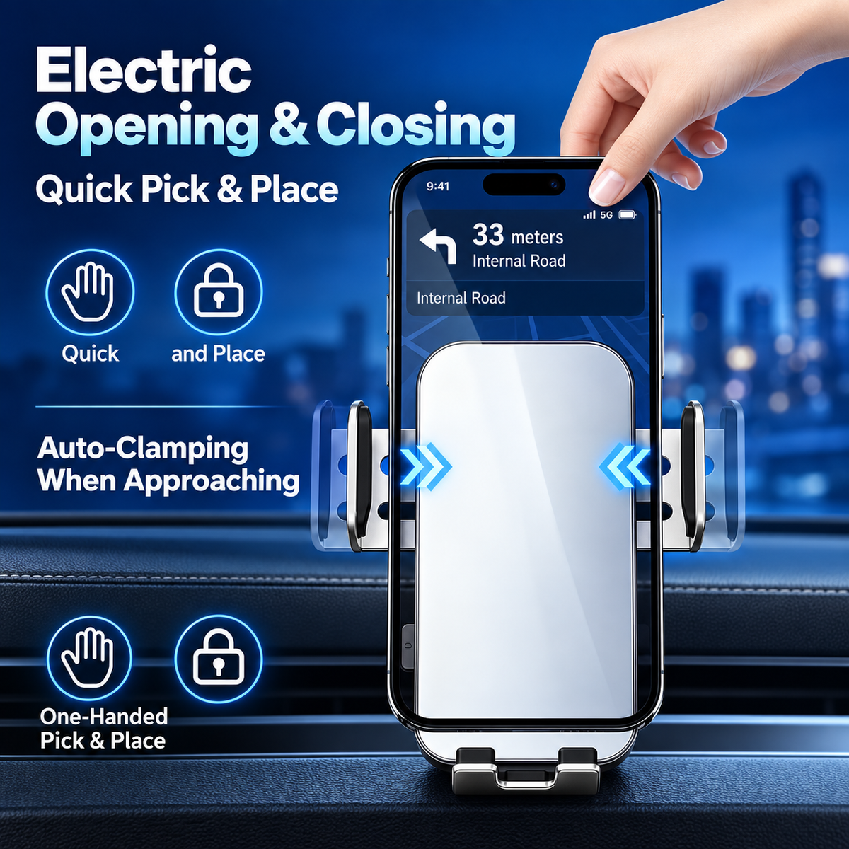 Tesla Car Phone Holder Vent Mount with Solar-Powered Electric Induction for Model 3/Y