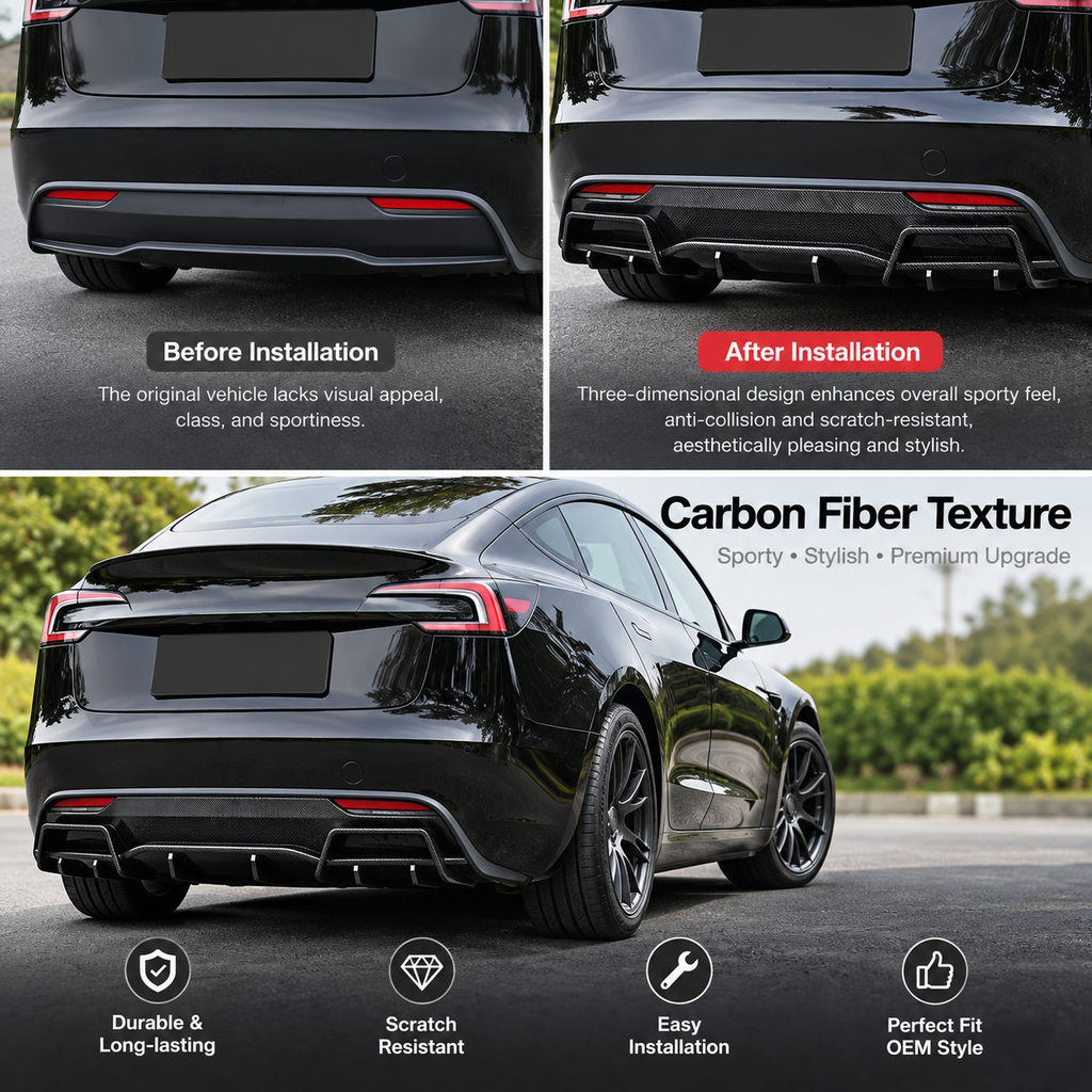 2024+ Tesla Model 3 Highland Rear Bumper Lip Diffuser ABS Body Kit