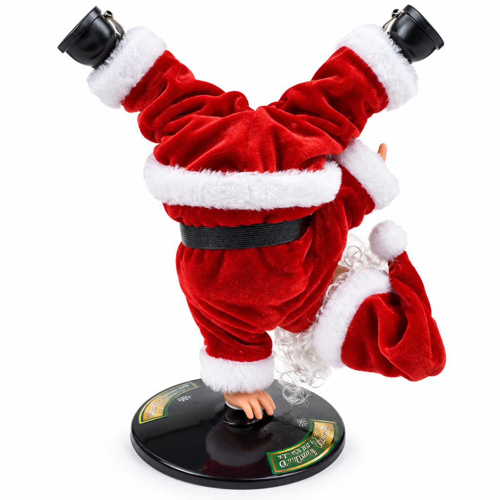 Upside-Down Spinning Breakdance Santa Decoration for Tesla