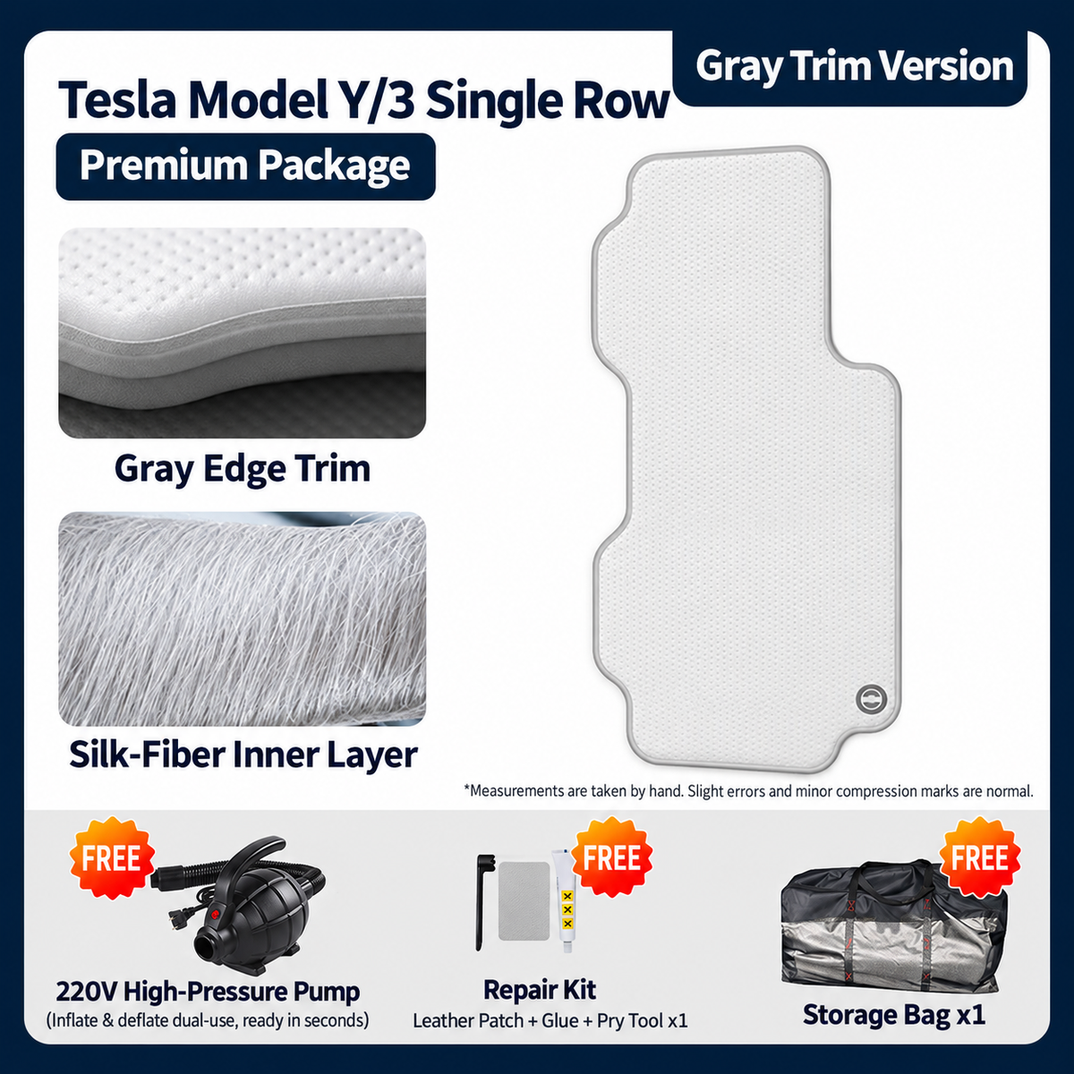 Inflatable Front Seat Air Mattress for Tesla Model 3 Highland / Y Juniper / Model YL