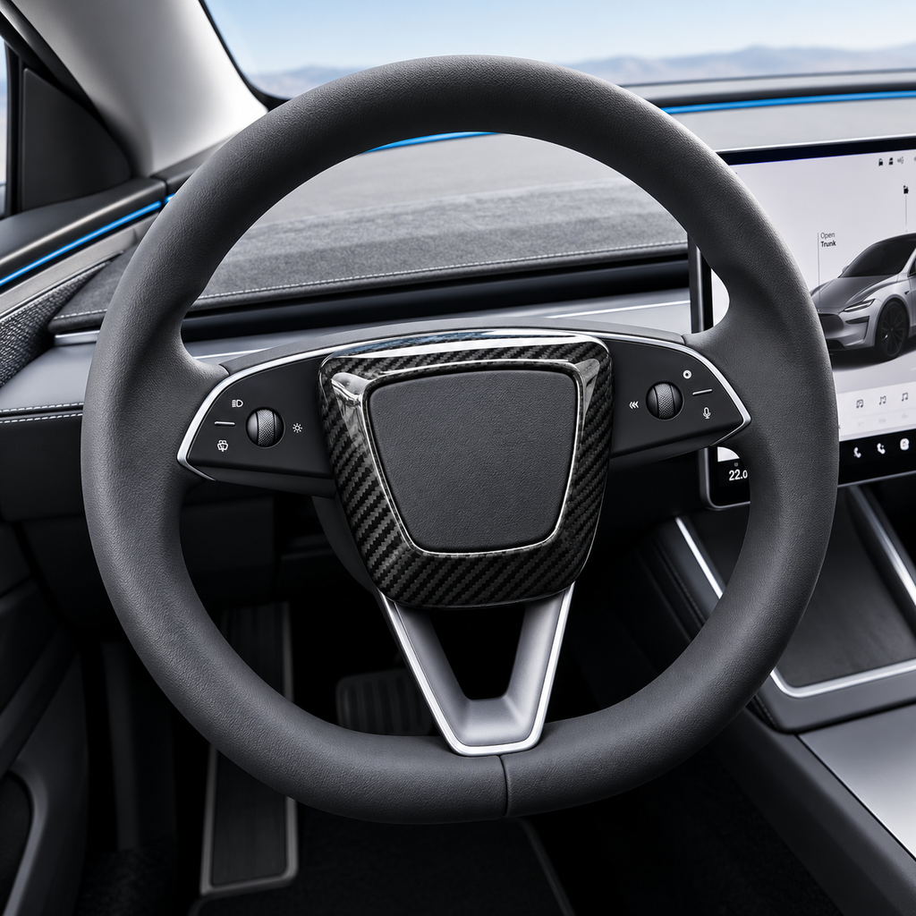 Carbon Fiber Steering Wheel Airbag Decoration Cover for Tesla Model 3 Highland/Model Y Juniper