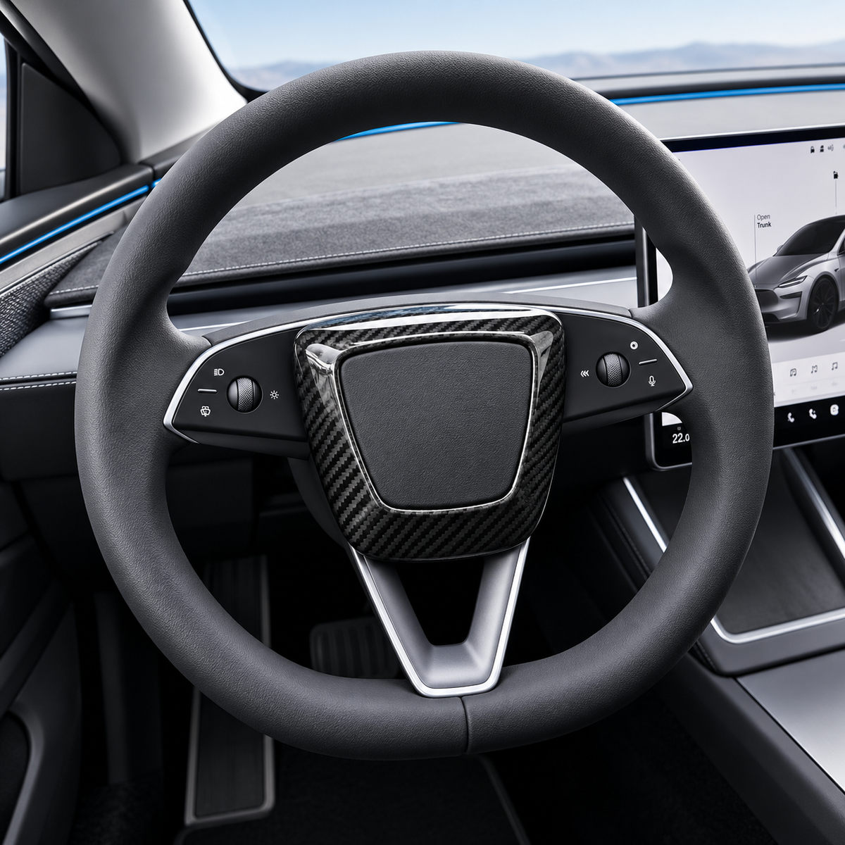Carbon Fiber Steering Wheel Airbag Decoration Cover for Tesla Model 3 Highland/Model Y Juniper