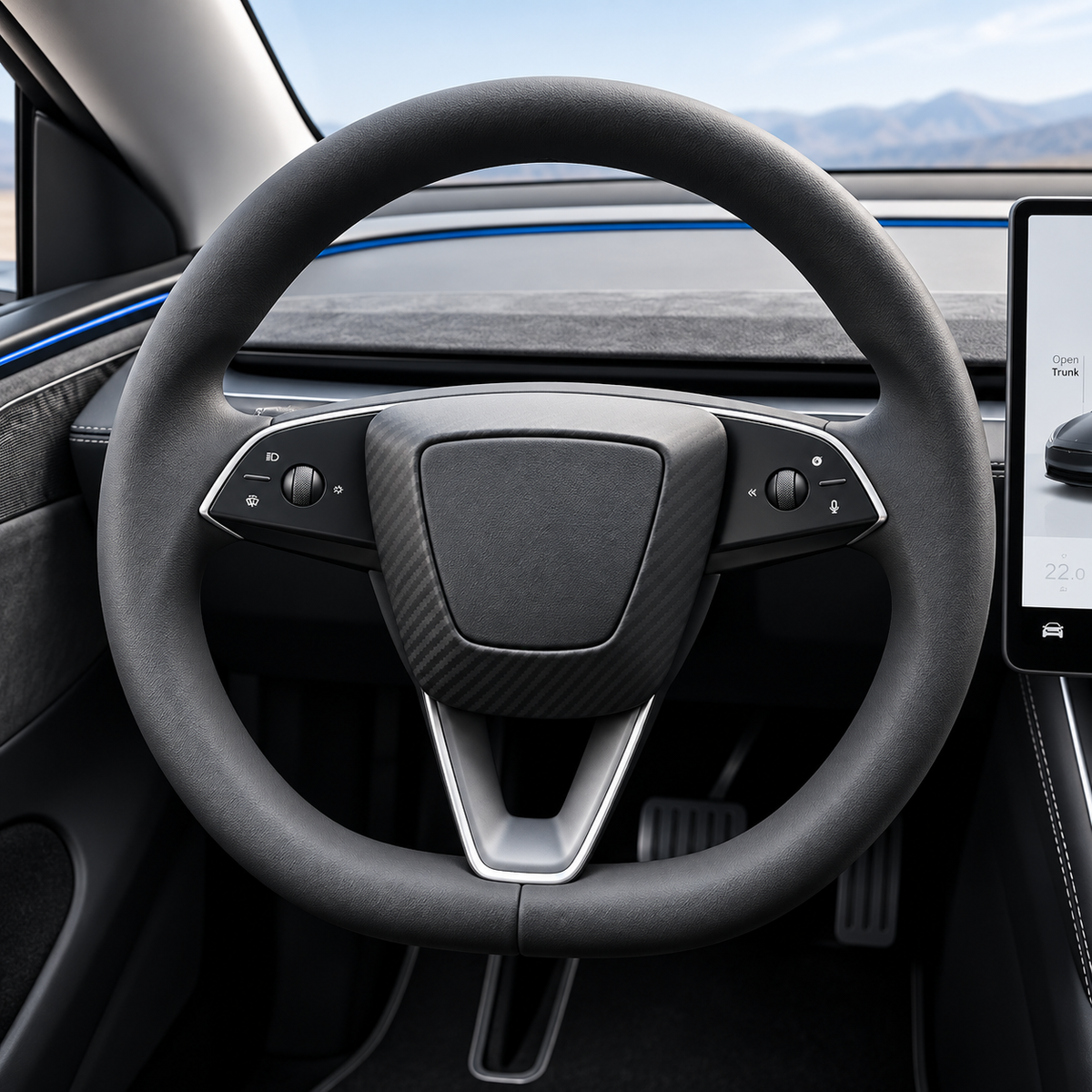 Carbon Fiber Steering Wheel Airbag Decoration Cover for Tesla Model 3 Highland/Model Y Juniper
