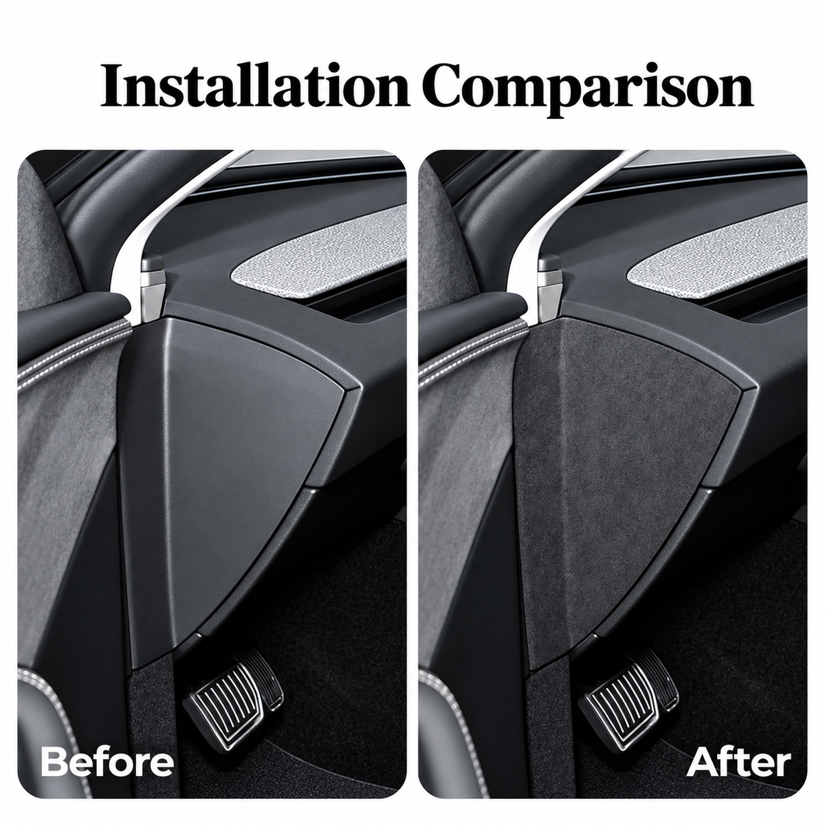 Alcantara Dashboard Side Stickers for Tesla Model 3 Highland