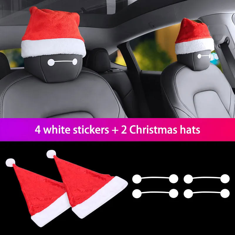 Christmas Hat for Tesla Model 3/X/S/Y Seats (2 hats with 2 pair of eyes)