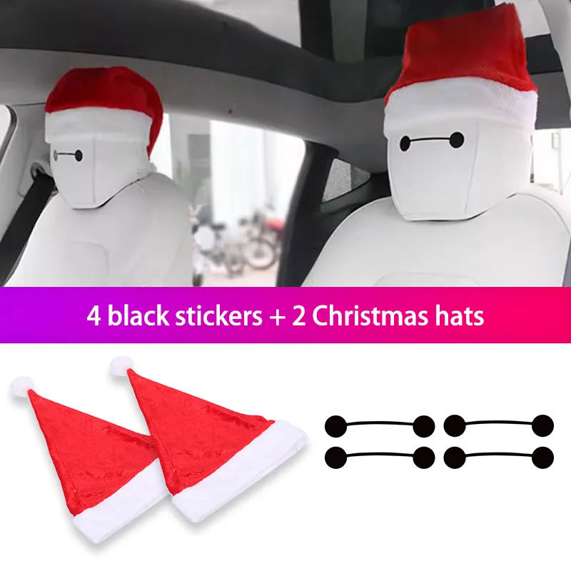Christmas Hat for Tesla Model 3/X/S/Y Seats (2 hats with 2 pair of eyes)
