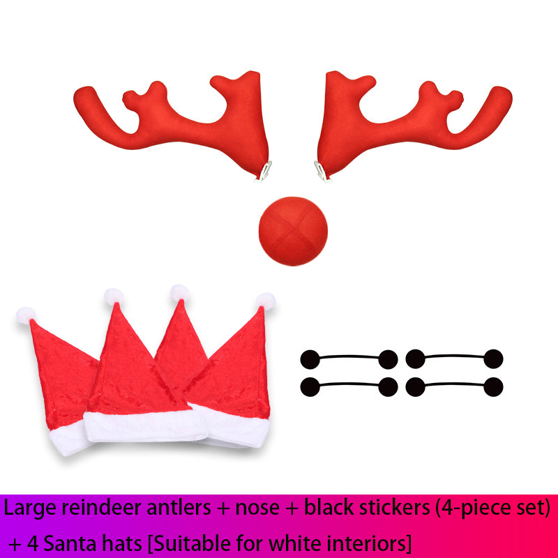 Christmas Reindeer Antler Light Pendant for Tesla Model 3/Y/S/X Large reindeer antler set (4 pieces) + 4 Santa hats (suitable for white interiors)
