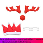 Christmas Reindeer Antler Light Pendant for Tesla Model 3/Y/S/X Large reindeer antler set (4 pieces) + 4 Santa hats (suitable for black interior)