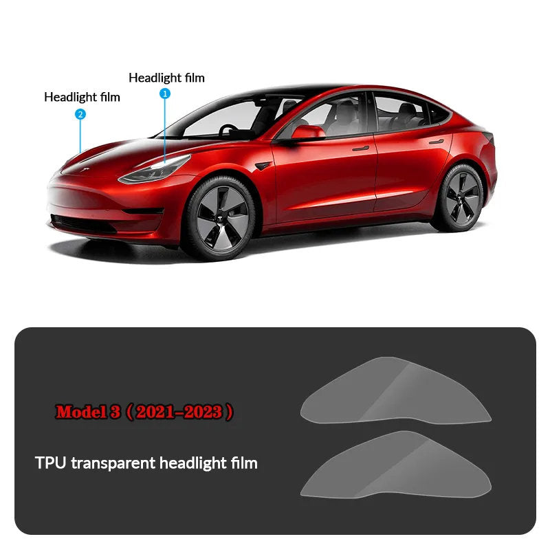 Compatible with Tesla Model 3 (2021-2023.10) Headlights and Taillight Protection Film