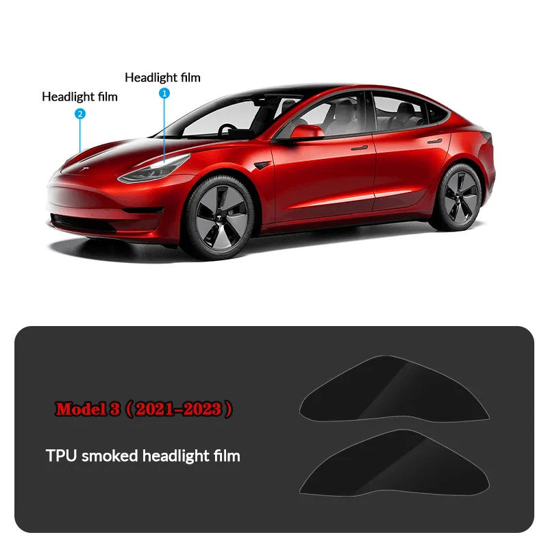 Compatible with Tesla Model 3 (2021-2023.10) Headlights and Taillight Protection Film