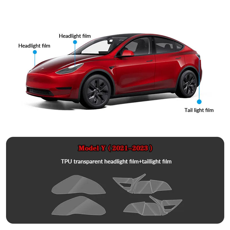 Compatible with Tesla Model Y (2021-2025.2) Headlights and Taillight Protection Film