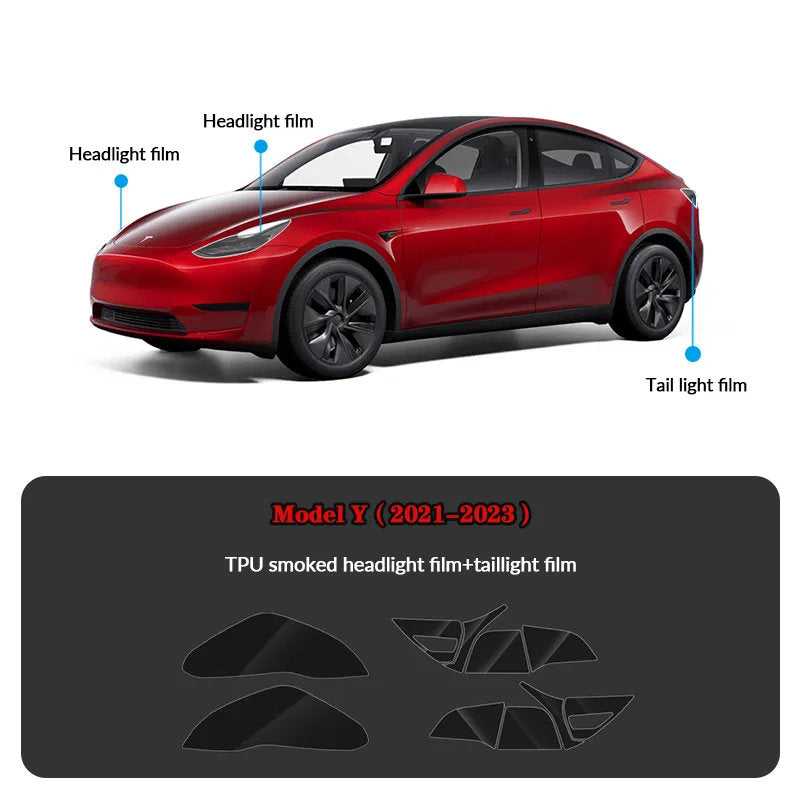 Compatible with Tesla Model Y (2021-2025.2) Headlights and Taillight Protection Film