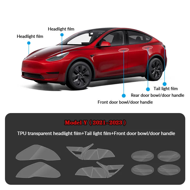 Compatible with Tesla Model Y (2021-2025.2) Headlights and Taillight Protection Film