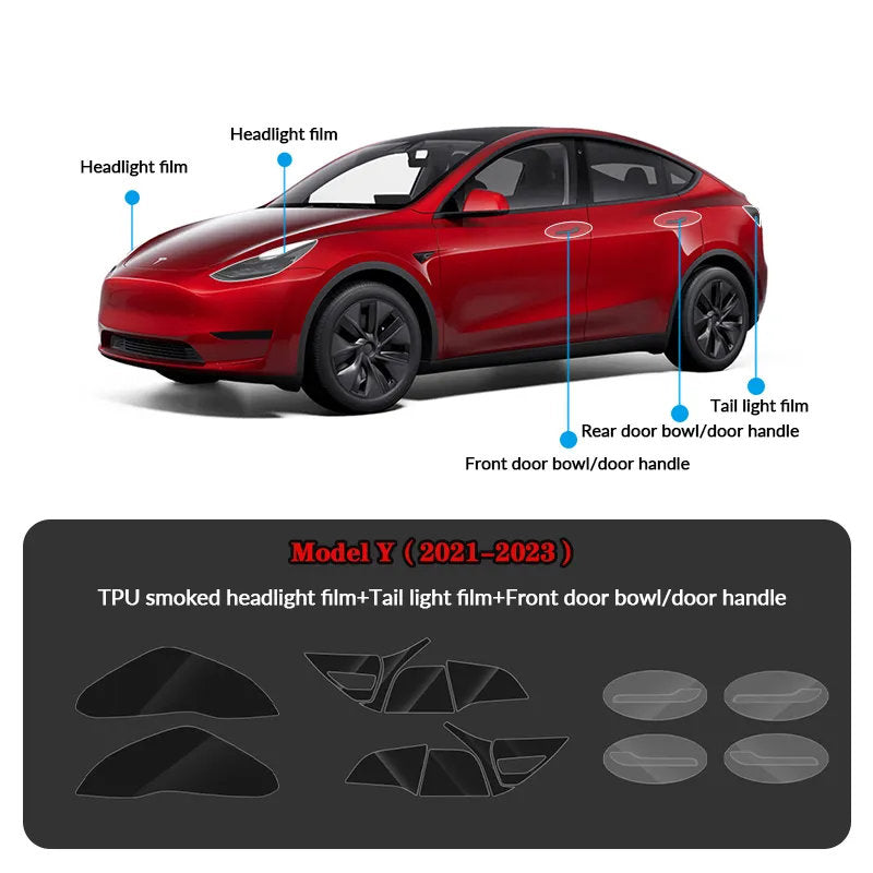 Compatible with Tesla Model Y (2021-2025.2) Headlights and Taillight Protection Film
