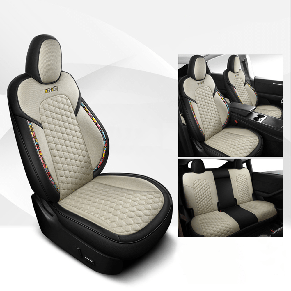 Cotton-Linen Seat Covers for Tesla Model 3 - Teskay