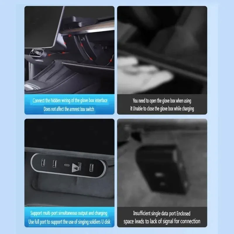 Docking Station for Tesla Model 3/Y USB Fast Charging (2021-2023)