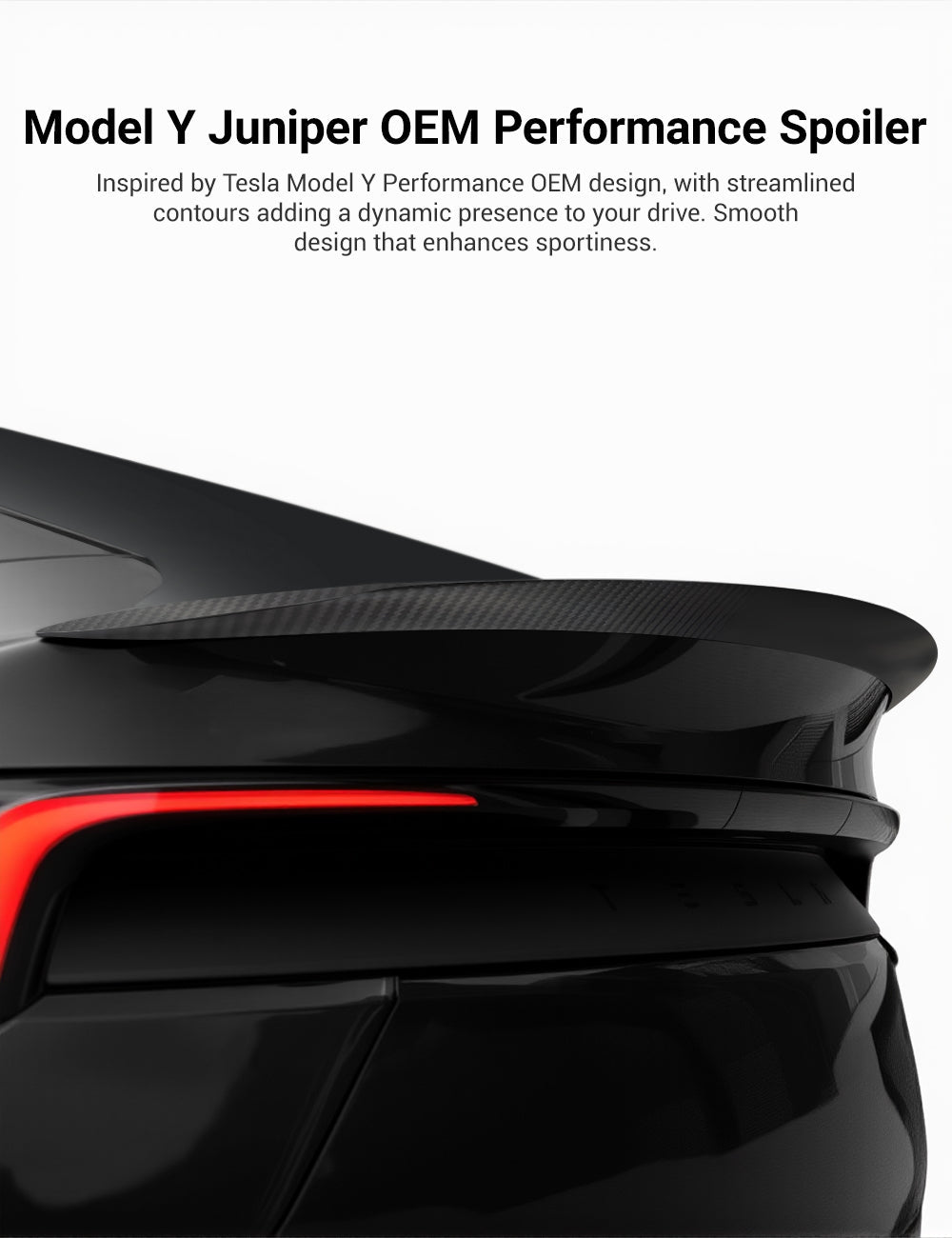 Performance Style Dry Carbon Fiber Spoiler for Tesla Model Y Juniper 2025+ Teskay