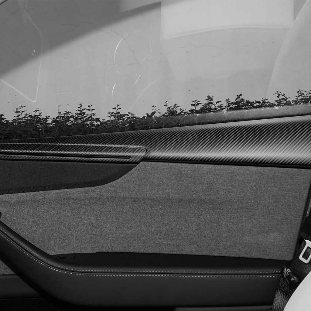 Dry Carbon Fiber Full Upper Oversized Extended Door Panel Overlays for Model Y Juniper
