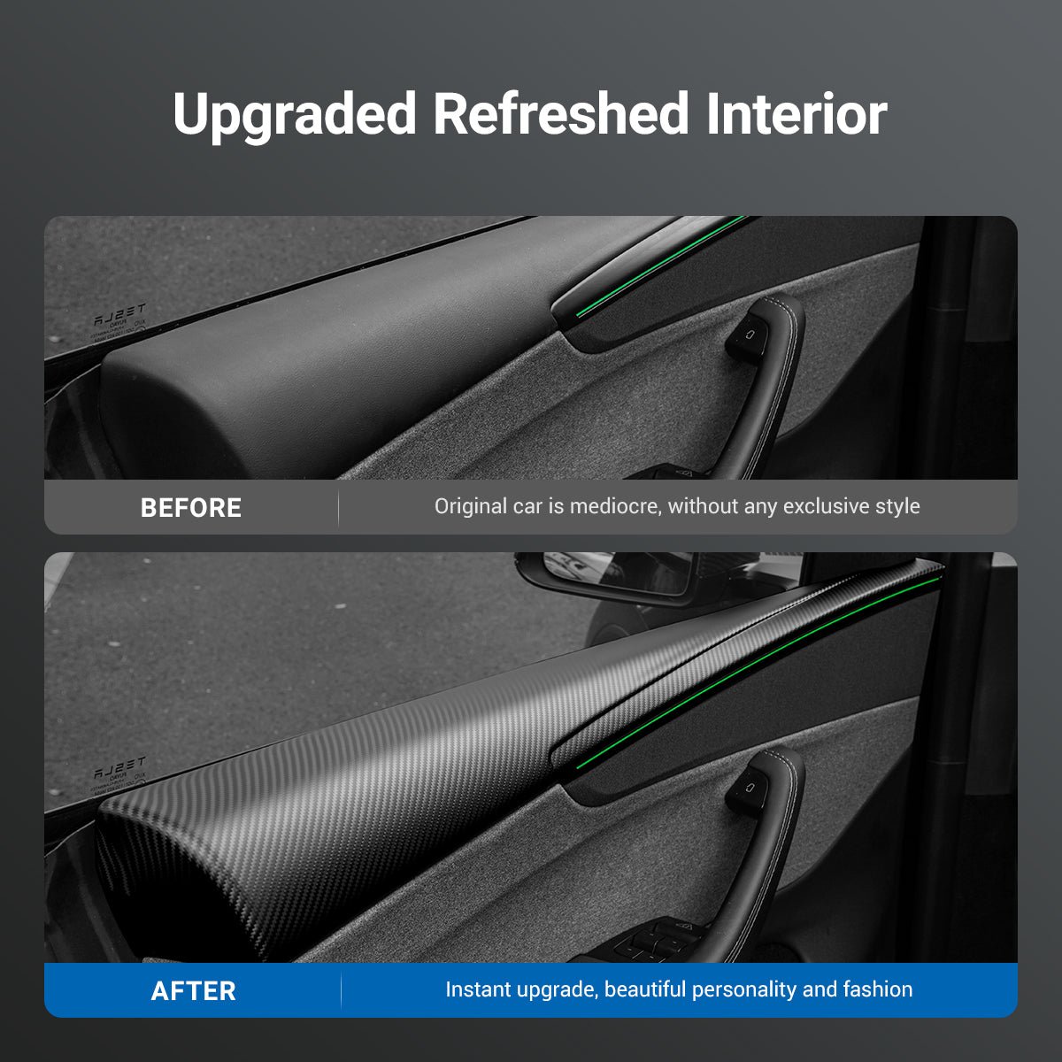 Dry Carbon Fiber Full Upper Oversized Extended Door Panel Overlays for Model Y Juniper