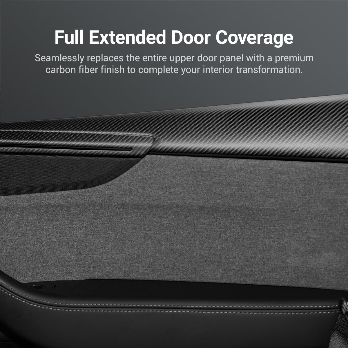 Dry Carbon Fiber Full Upper Oversized Extended Door Panel Overlays for Model Y Juniper