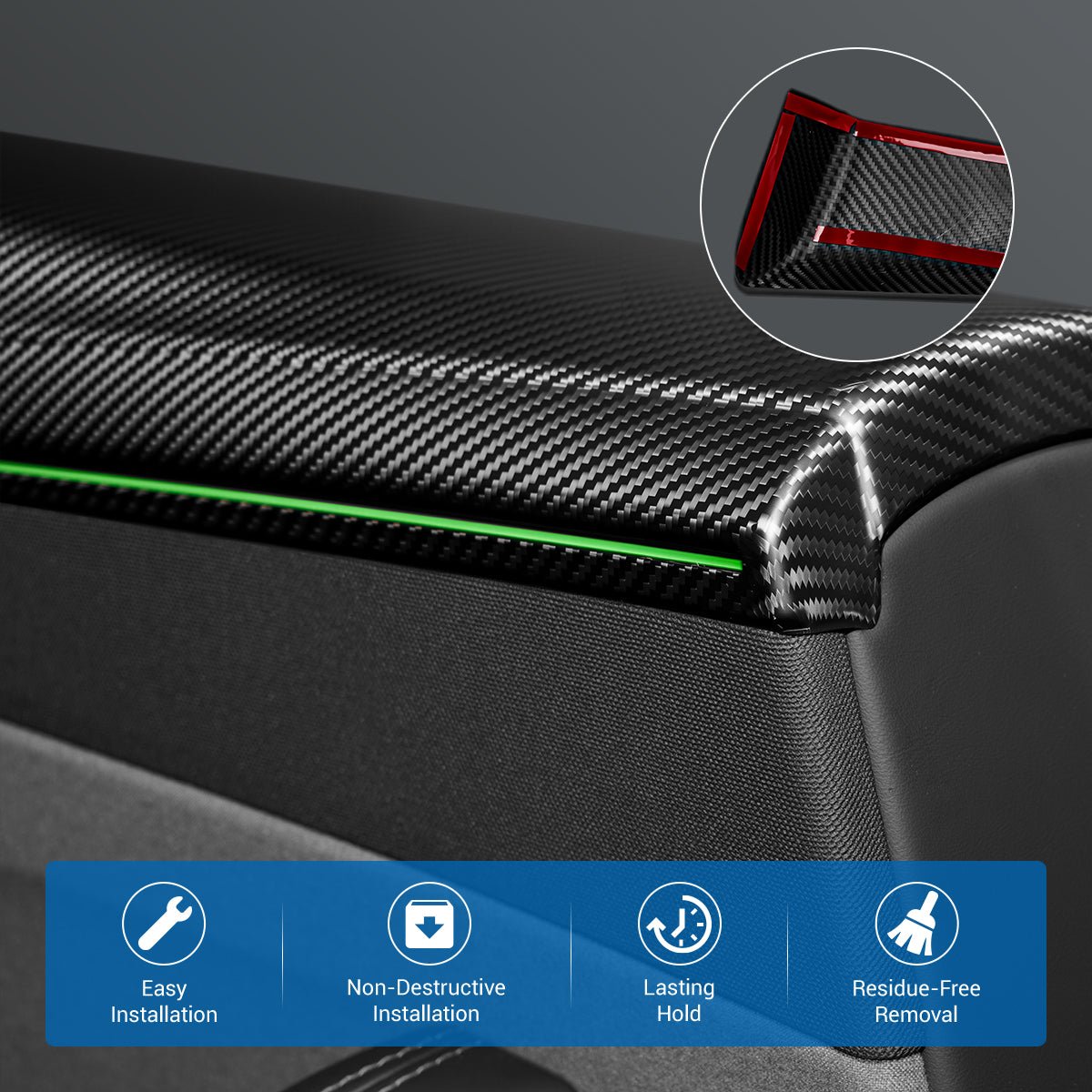 Dry Carbon Fiber Full Upper Oversized Extended Door Panel Overlays for Model Y Juniper