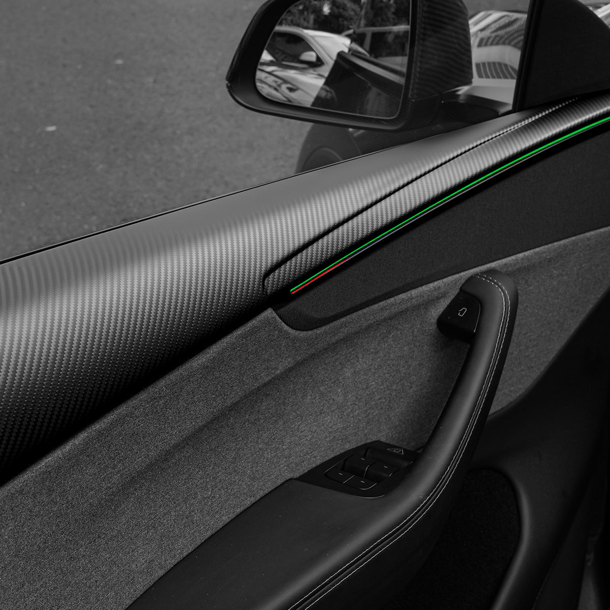 Dry Carbon Fiber Full Upper Oversized Extended Door Panel Overlays for Model Y Juniper