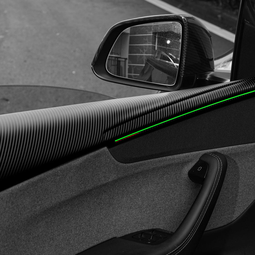 Dry Carbon Fiber Full Upper Oversized Extended Door Panel Overlays for Model Y Juniper