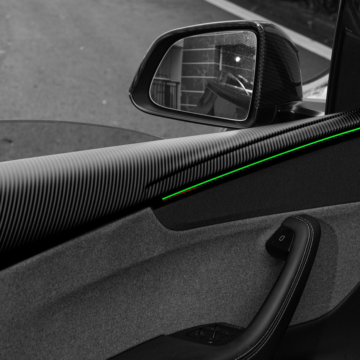 Dry Carbon Fiber Full Upper Oversized Extended Door Panel Overlays for Model Y Juniper
