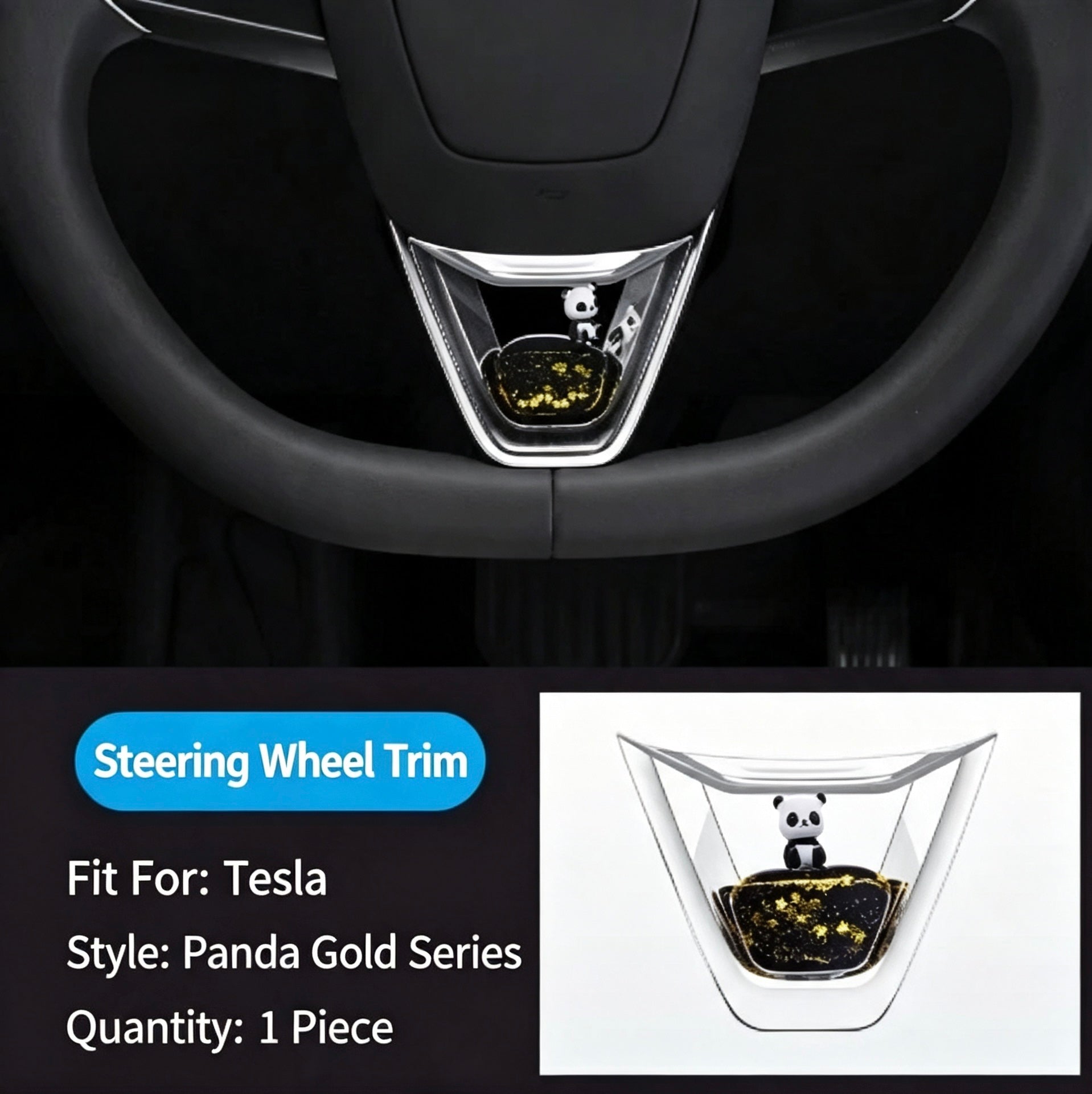 Dynamic glitter interior trim stickers for the steering wheel of the new Tesla Model 3/Y.-Teskay