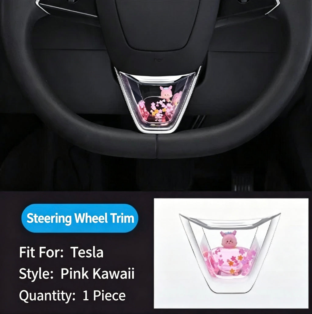 Dynamic glitter interior trim stickers for the steering wheel of the new Tesla Model 3/Y.-Teskay