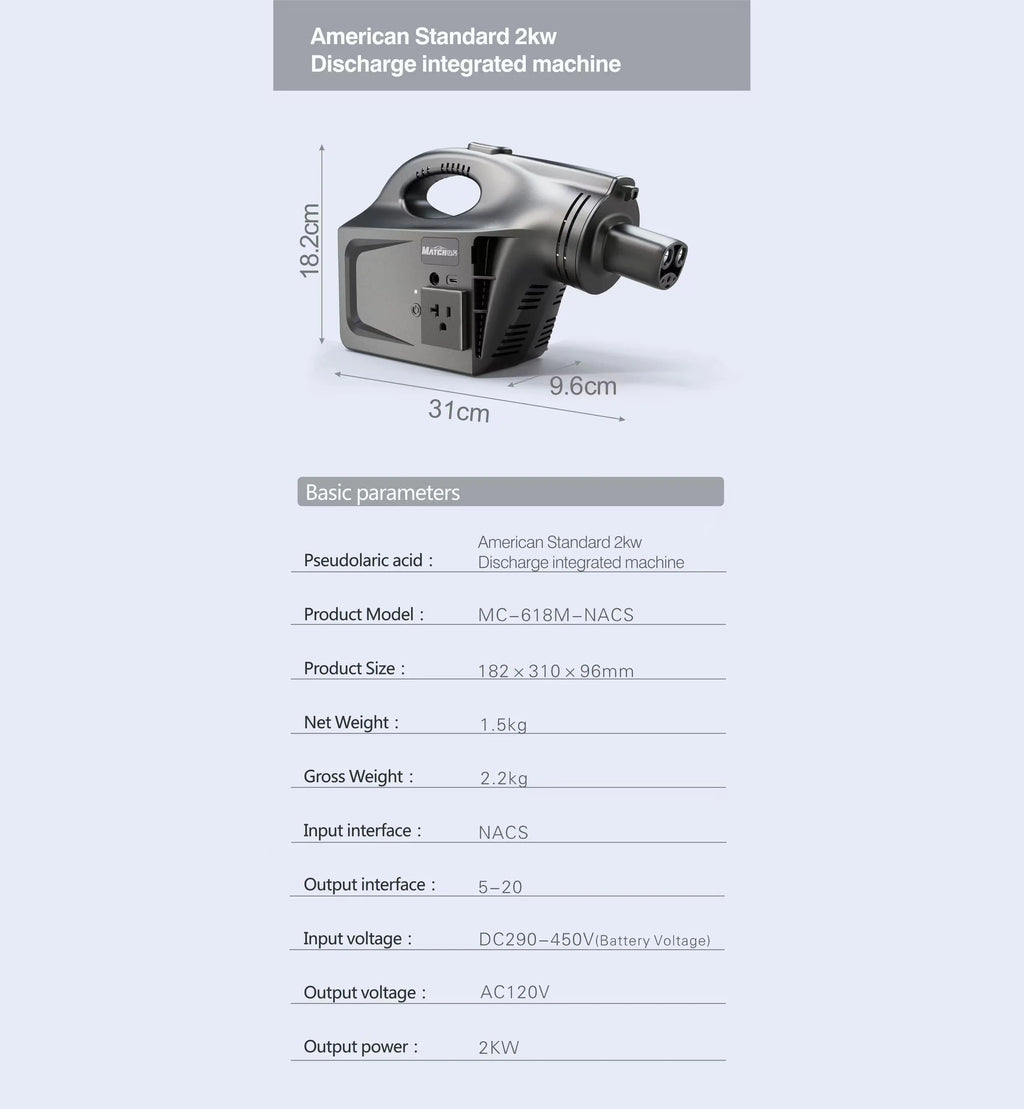 EV Discharger Machine for Model Y/ 3/ X/S, Protable V2L for Oudoor and Camping