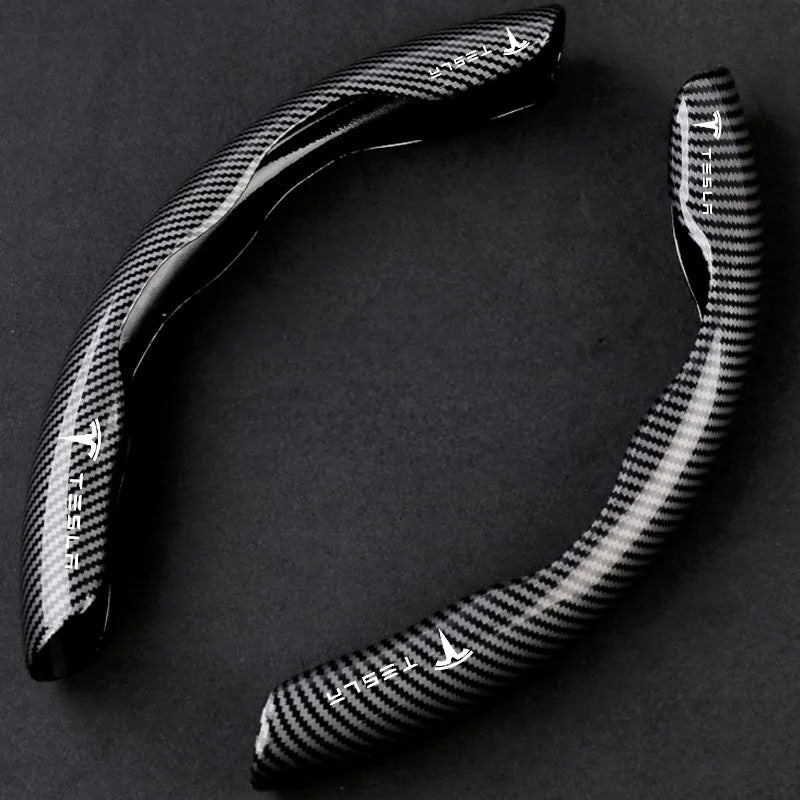 Faux Carbon Fiber Texture Anti-Slip Steering Wheel Cover for Tesla Model 3/Y/X/S