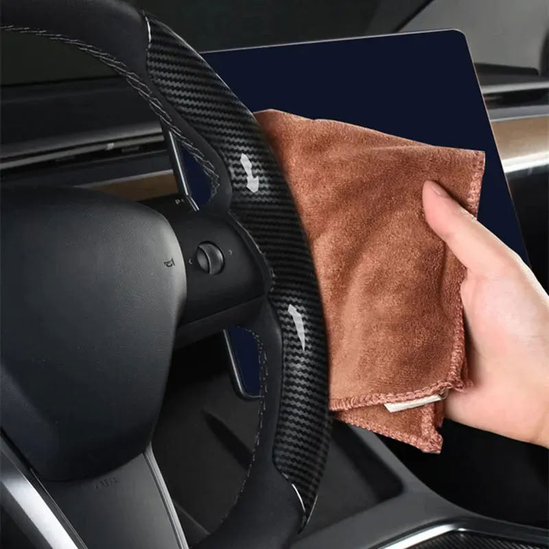 Faux Carbon Fiber Texture Anti-Slip Steering Wheel Cover for Tesla Model 3/Y/X/S