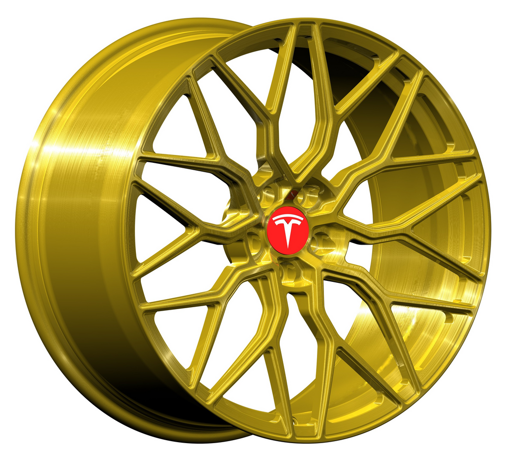 Forged wheels for retrofitting Tesla Model 3/Y/S 【Style 8(Set of 4)】 Brushed Transparent Gold