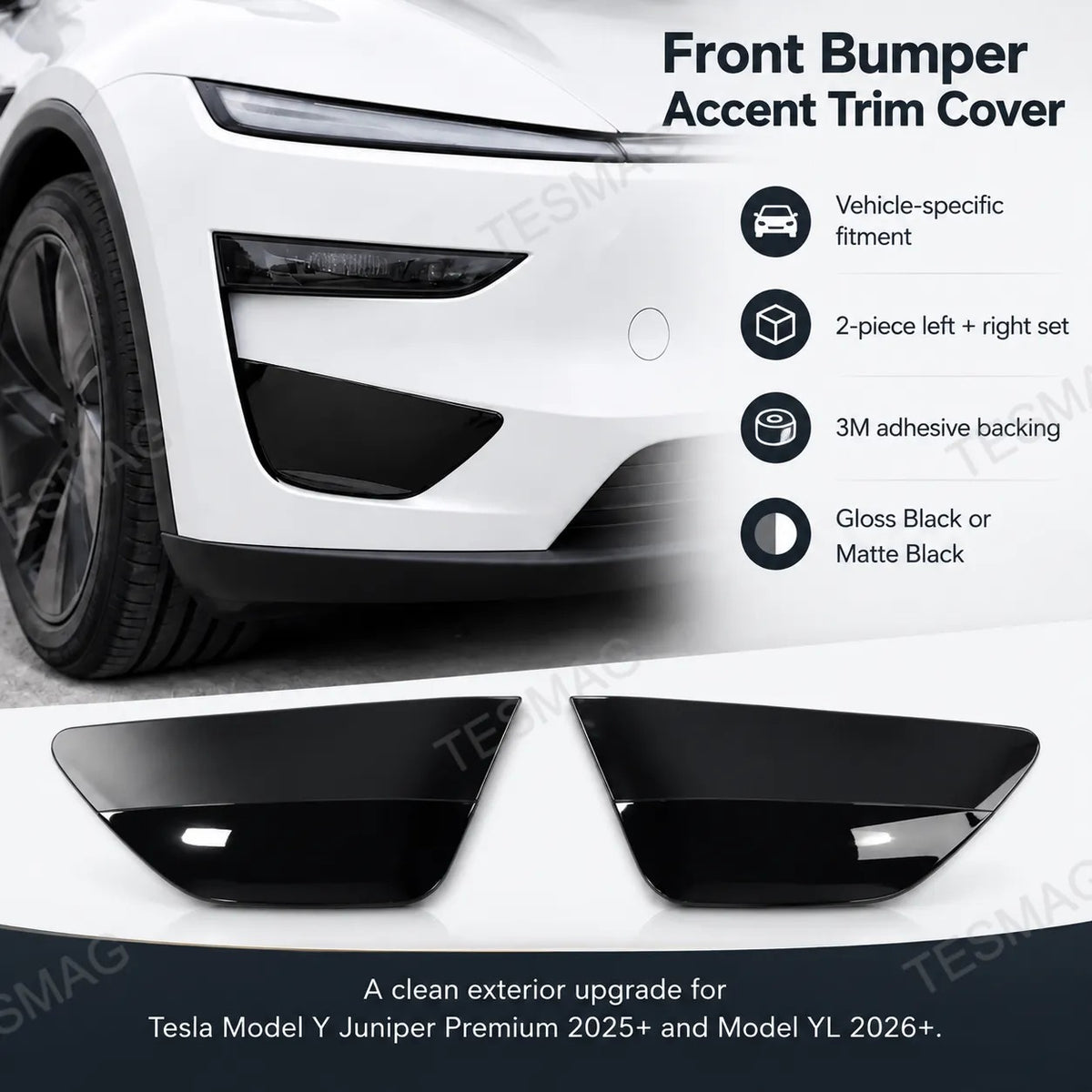 Front Bumper Fog Light Area Accent Trim Cover for Tesla Model Y Juniper Premium / Model YL