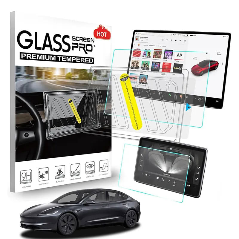 Front & Rear Display Tempered Glass Screen Protector for Model Y Juniper / 3 Highland