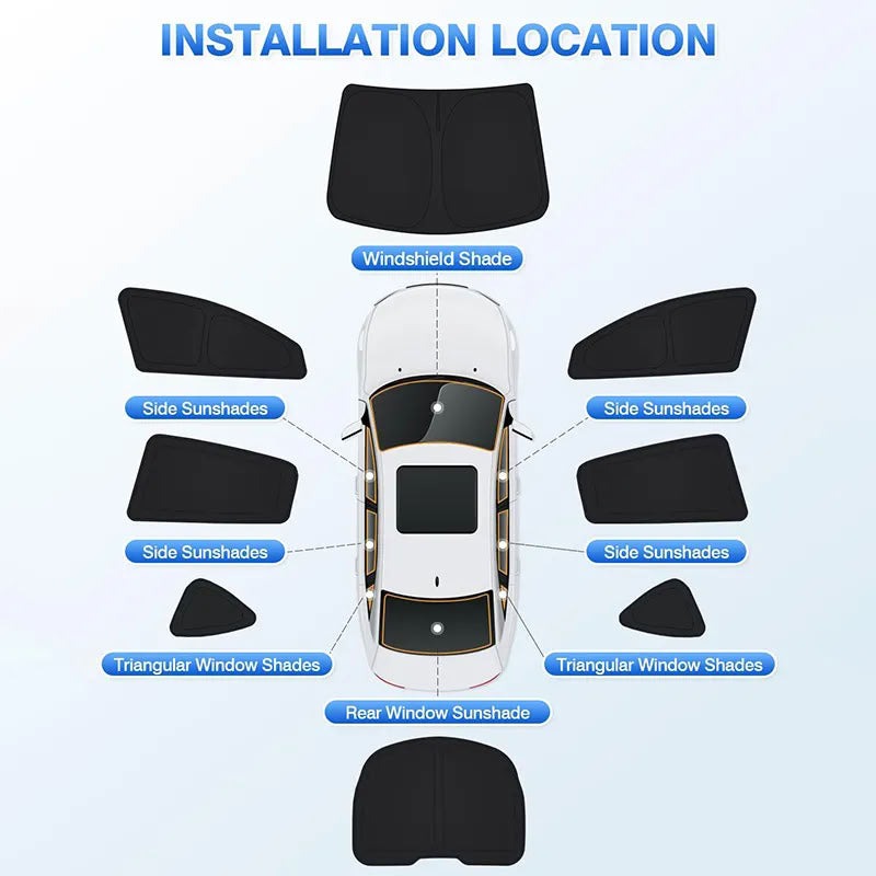 Full Set of 8 Side Window Sunshades for Tesla Model 3/Y