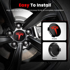 Wheel Center Cap Kit with Puller for Model 3/Y/S/X | 4 Hub Caps + 20 Lug Nut Covers